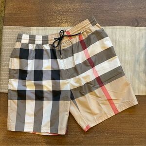 NWOT Burberry Men’s Classic Check Swim Trunks in Archive Beige